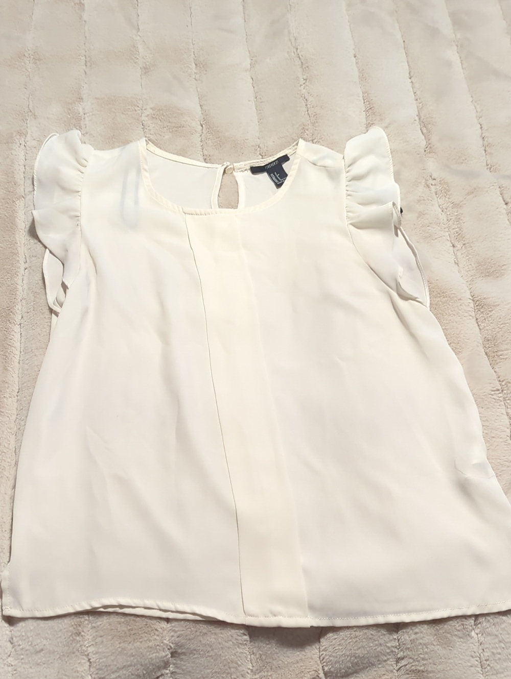 Forever 21 Cream Flutter Sleeve Blouse